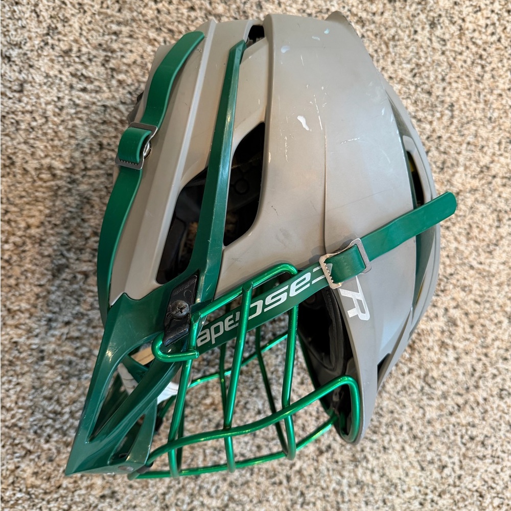 Used Cascade R lacrosse helmet matte grey and green